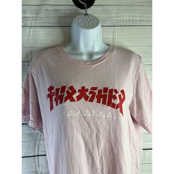 Thrasher Magazine Godzilla Logo Light Pink Womens Skateboard T-Shirt Size L - Picture 4 of 10